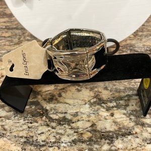 NWT Erica Lyons Wide Silver Stretch Bracelet